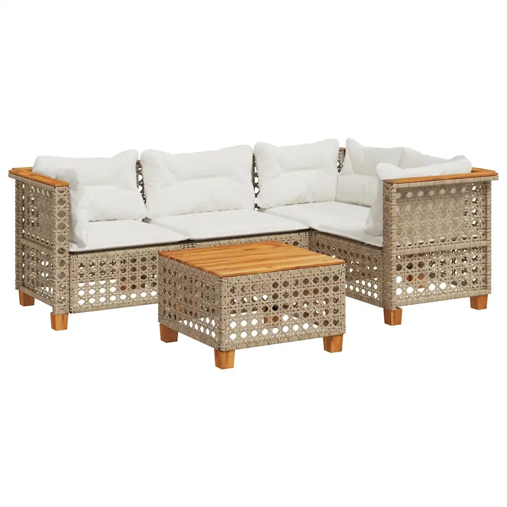 Set Divano da Giardino 5 pz con Cuscini Beige in Polyrattan 3261808