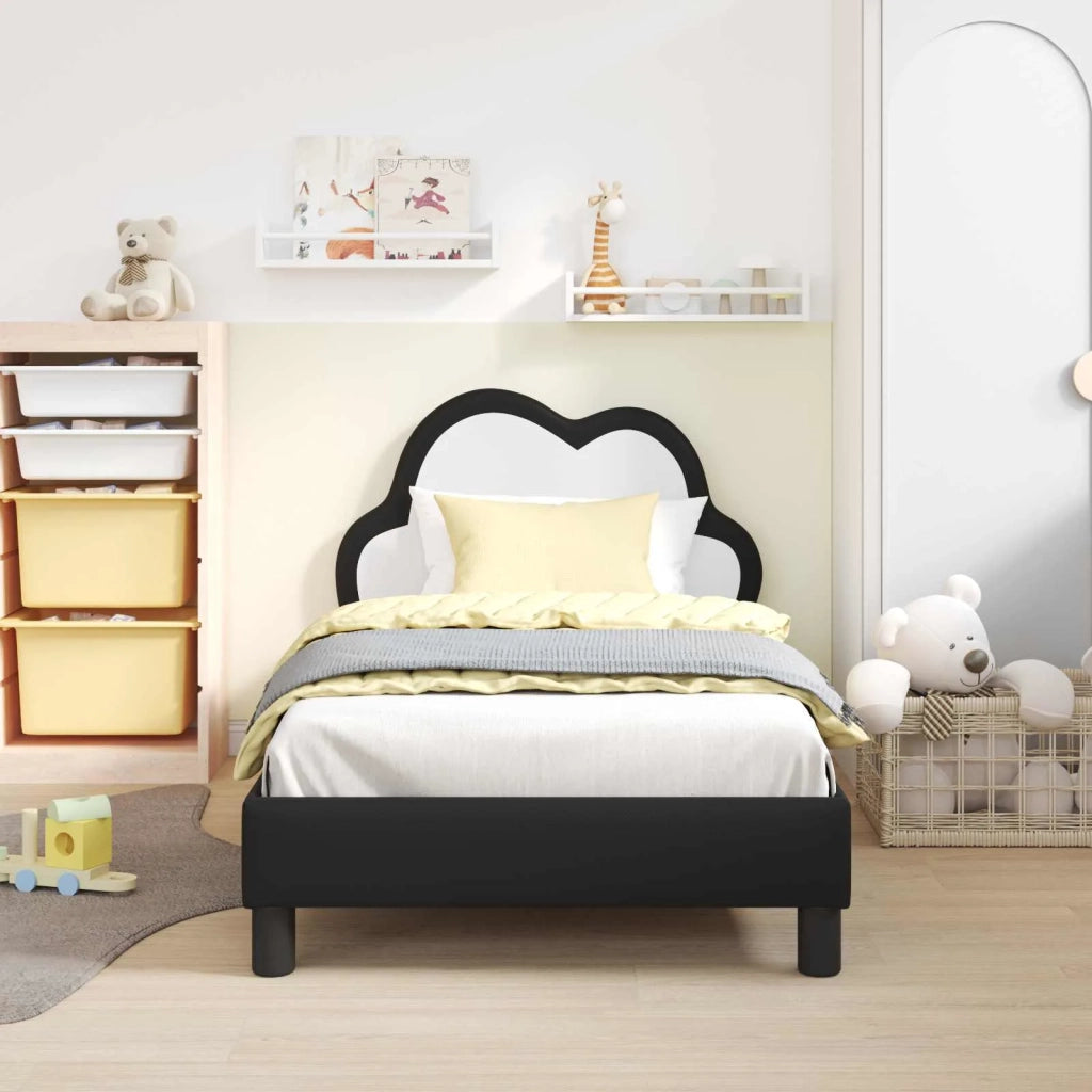 Struttura letto bambini con testata-Giroletto per bambini Nero 80 x 160 cm PU