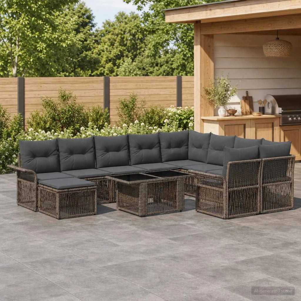 Set Divano da Giardino 11 pz Grigio e Grigio Scuro polyrattan 3436730