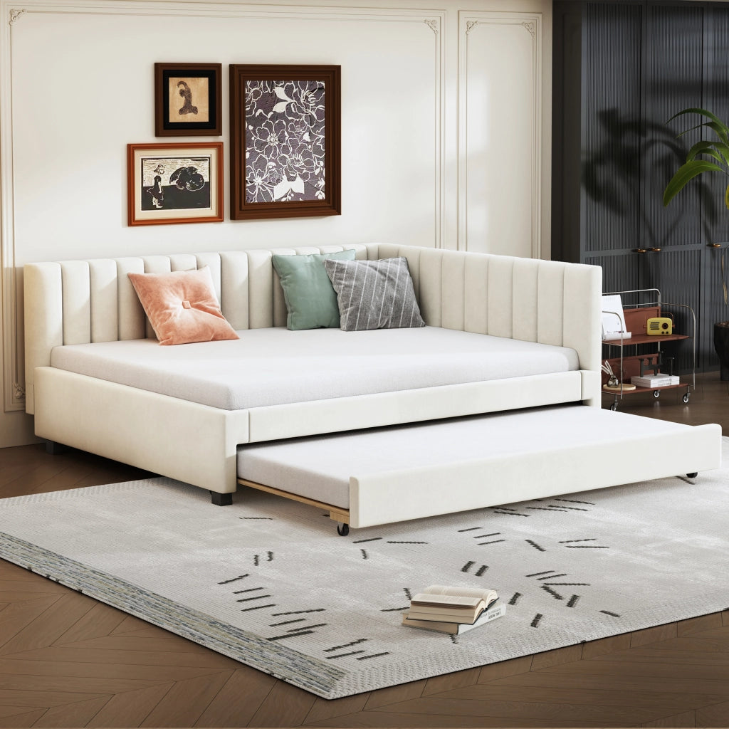 LETTO Divano letto estraibile 140x200 cm Velluto Beige