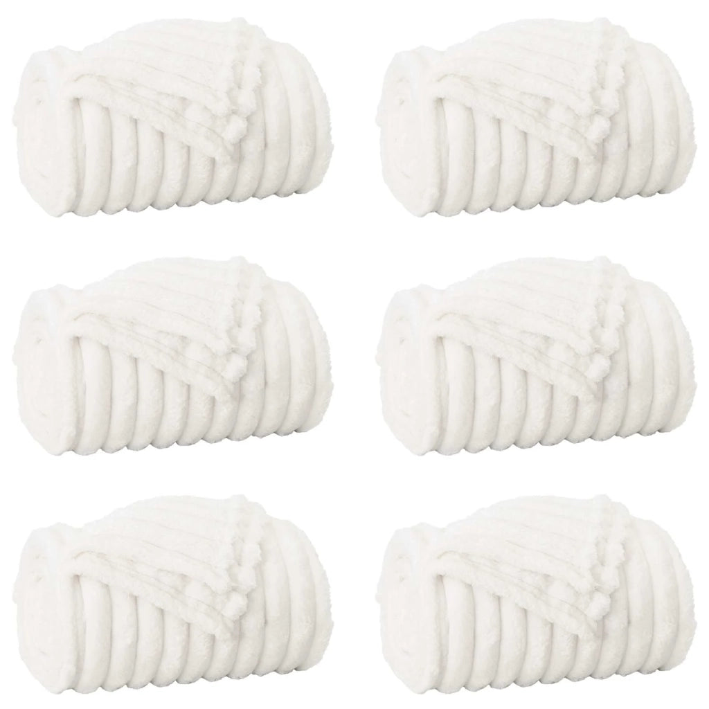 Coperte da Pile 6 pcs Bianco 240 x 220 cm Panno