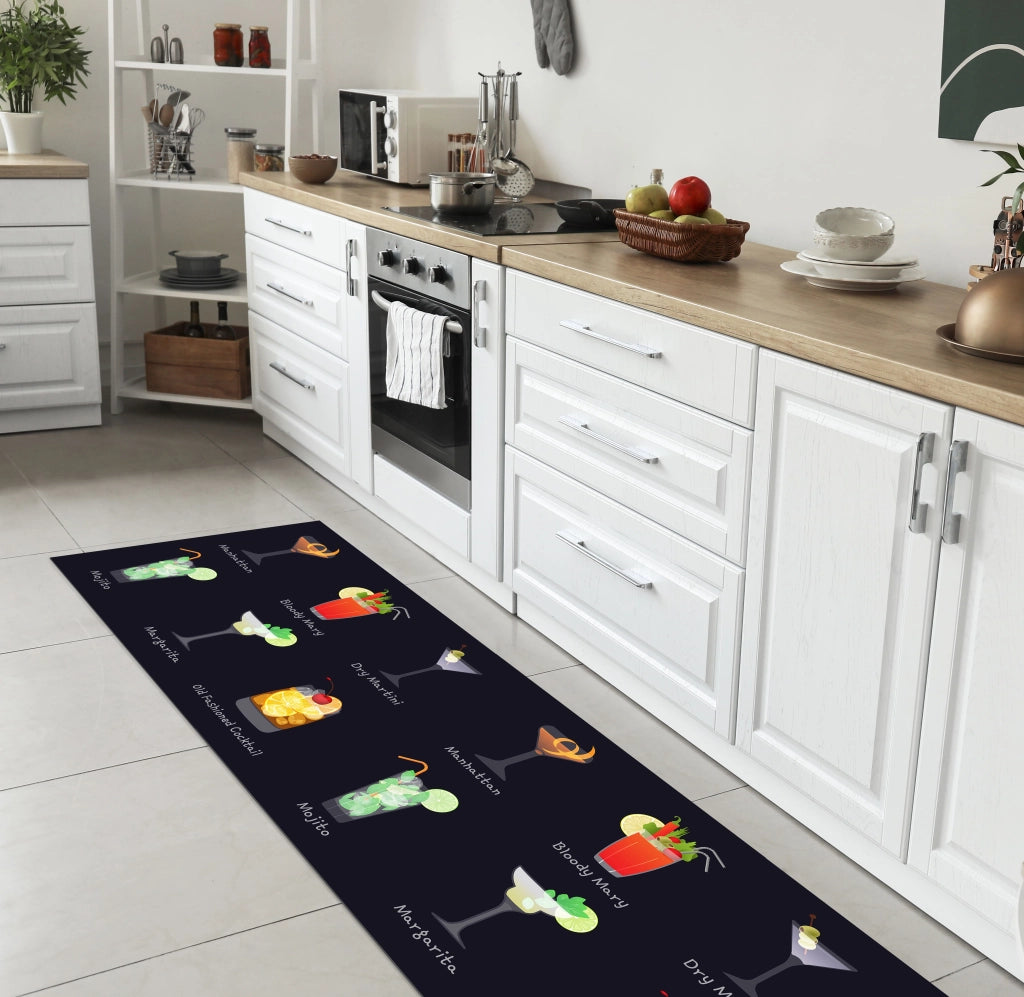 Tappeto Cucina Antiscivolo Made in Italy Passatoia Antimacchia Multiuso Corridoio Soggiorno Lavabile in Lavatrice - 50x350 - Coktail Simple