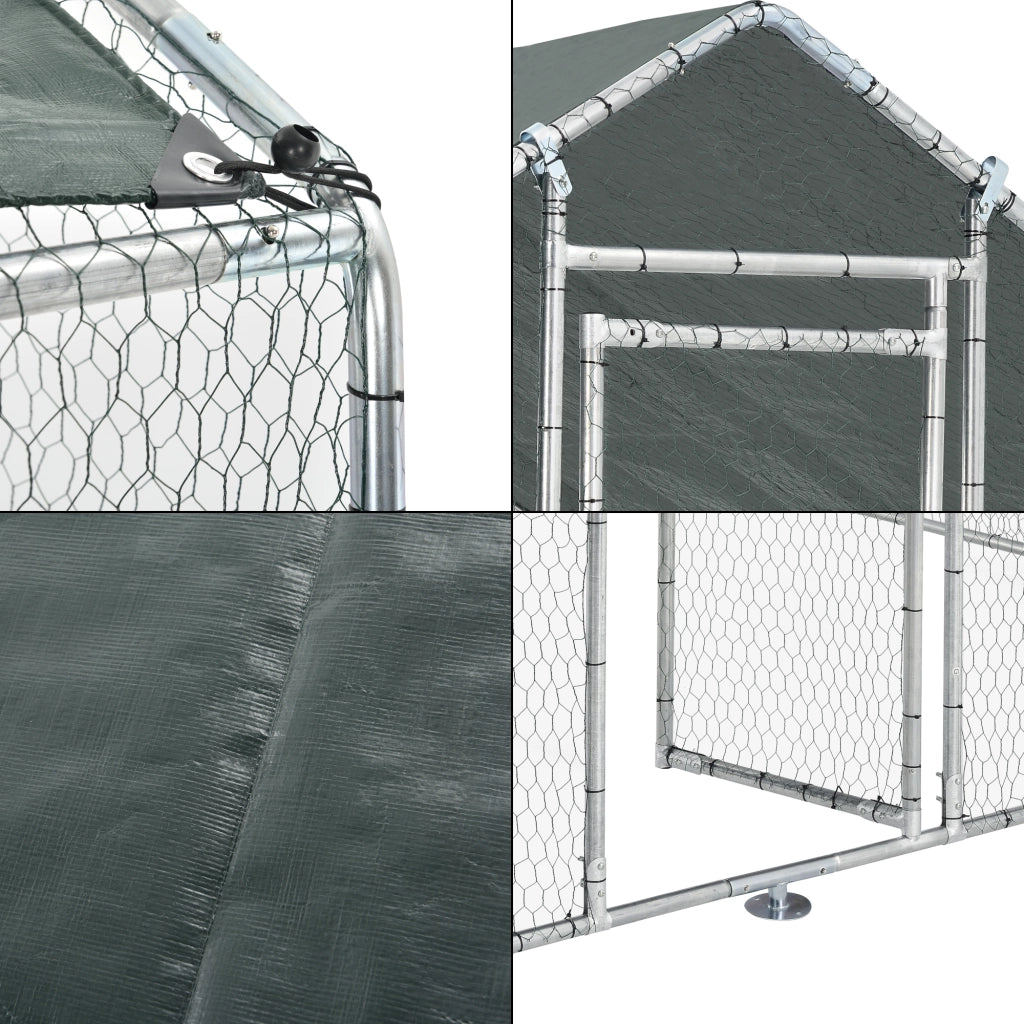 Gabbia per Pollame Wels con Tettuccio Parasole e Recinzione Rete Metallica 2x2x2 m pro.tec
