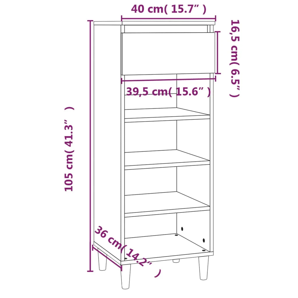 Scarpiera mobile contenitore per scarpe mobile per ingresso/corridoio/soggiorno 40 x 36 x 105 cm legno ingegnerizzato bianco 02_0021455