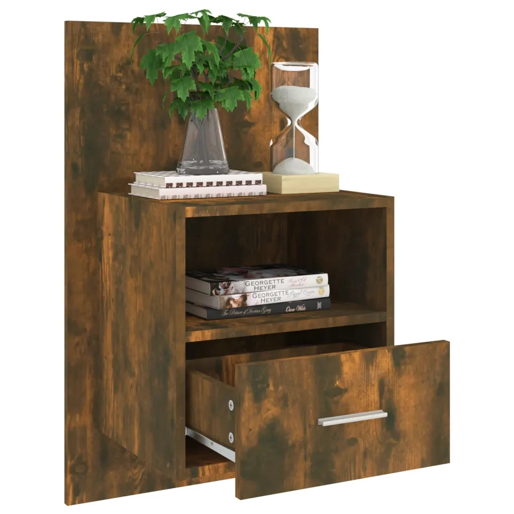 Comodini a Muro 2 pz Rovere Fumo 816965