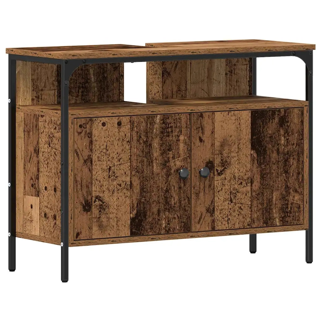 Set di mobili per il Bagno | Armadio da bagno con lo scaffale 4 pz Legno vecchio