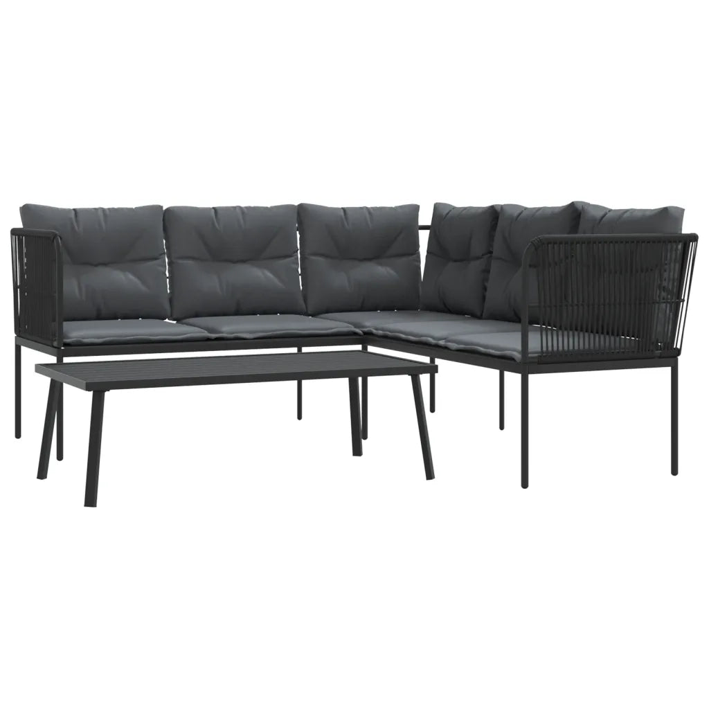 Set Divano da Giardino con Cuscini Nero Acciaio e Textilene 3283745