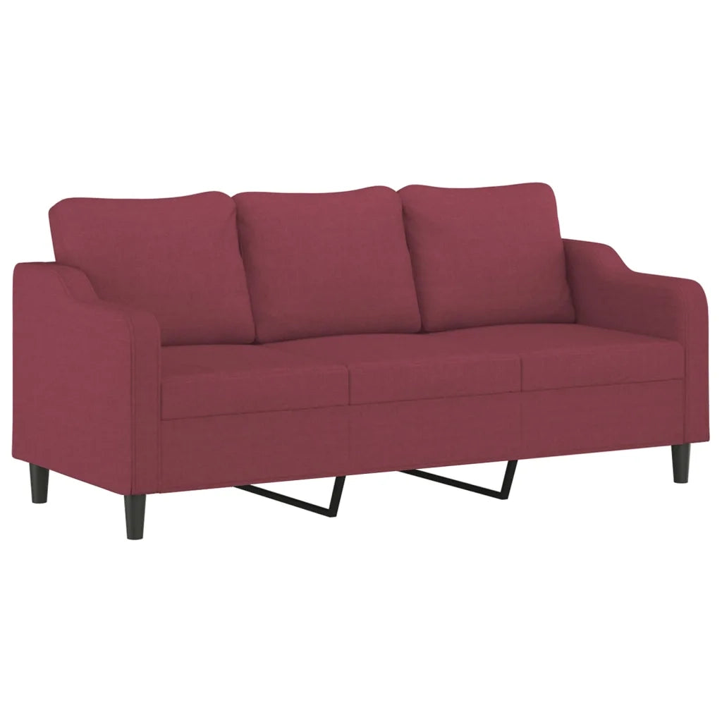 Set di Divani 3 pz con Cuscini Rosso Vino in Tessuto 3201848