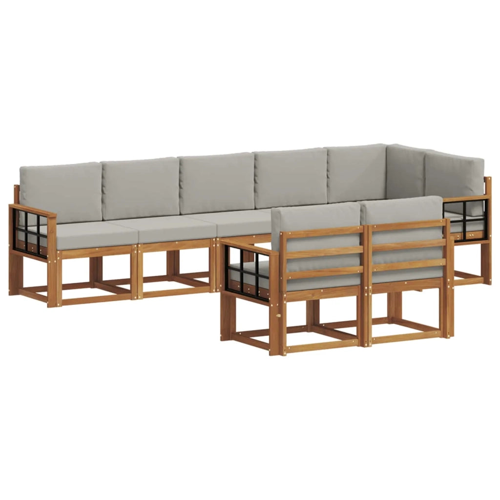 Set di divani da esterno 8 pcs Grigio Naturale e Chiaro 3366579