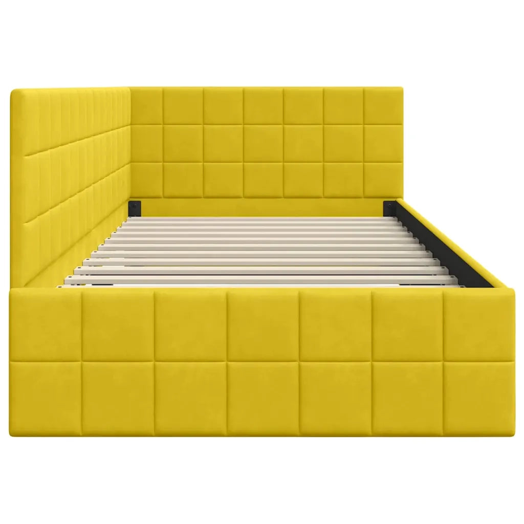 Cornice del letto ad angolo Giallo 90 cm x 200 cm Velluto 42016394
