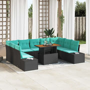 Set Divano da Giardino 10 pz Nero Poly Rattan 3358748