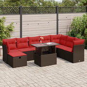 Set Divani Giardino 9 pz con Cuscini Marrone Polyrattan Acacia 3327804