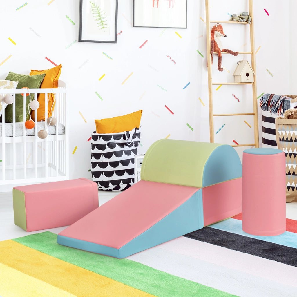 Set di gioco da arrampicata per bambini da 5 pezzi, Strutture di gioco in schiuma impermeabili Rosa