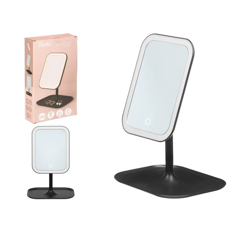 Specchio a led nero cm 29x16,5x6h