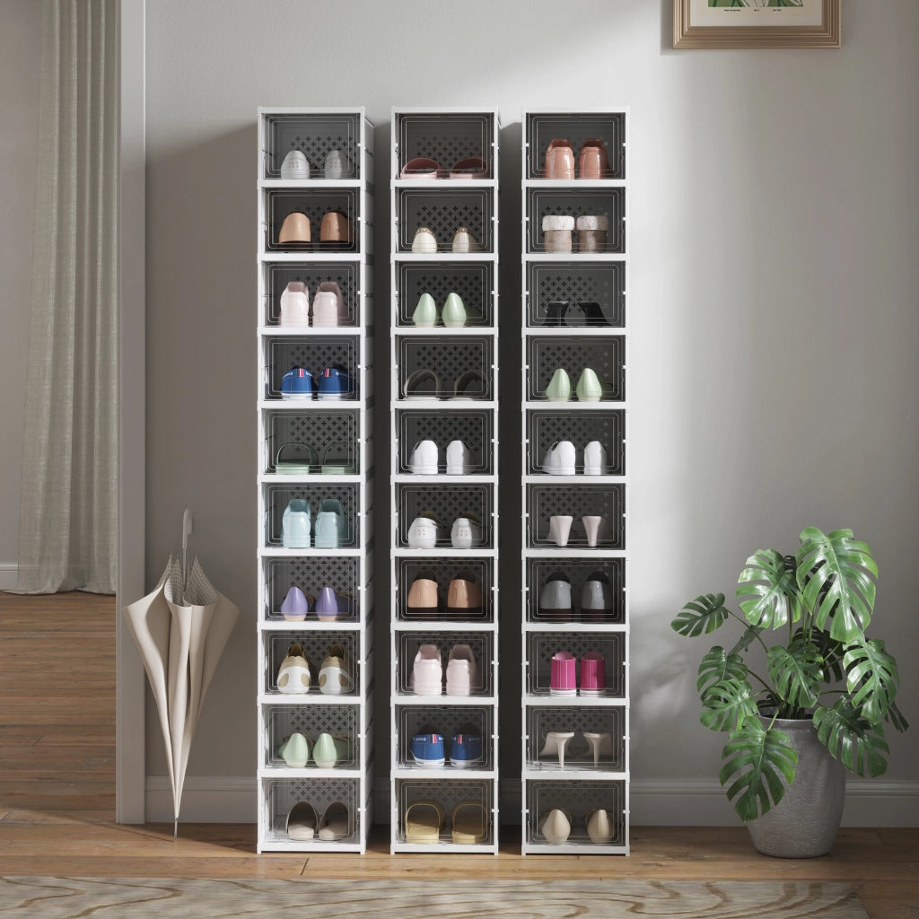 Scatole per scarpe pieghevoli in plastica ¨C Minimal ¨C bianco, 10 pezzi