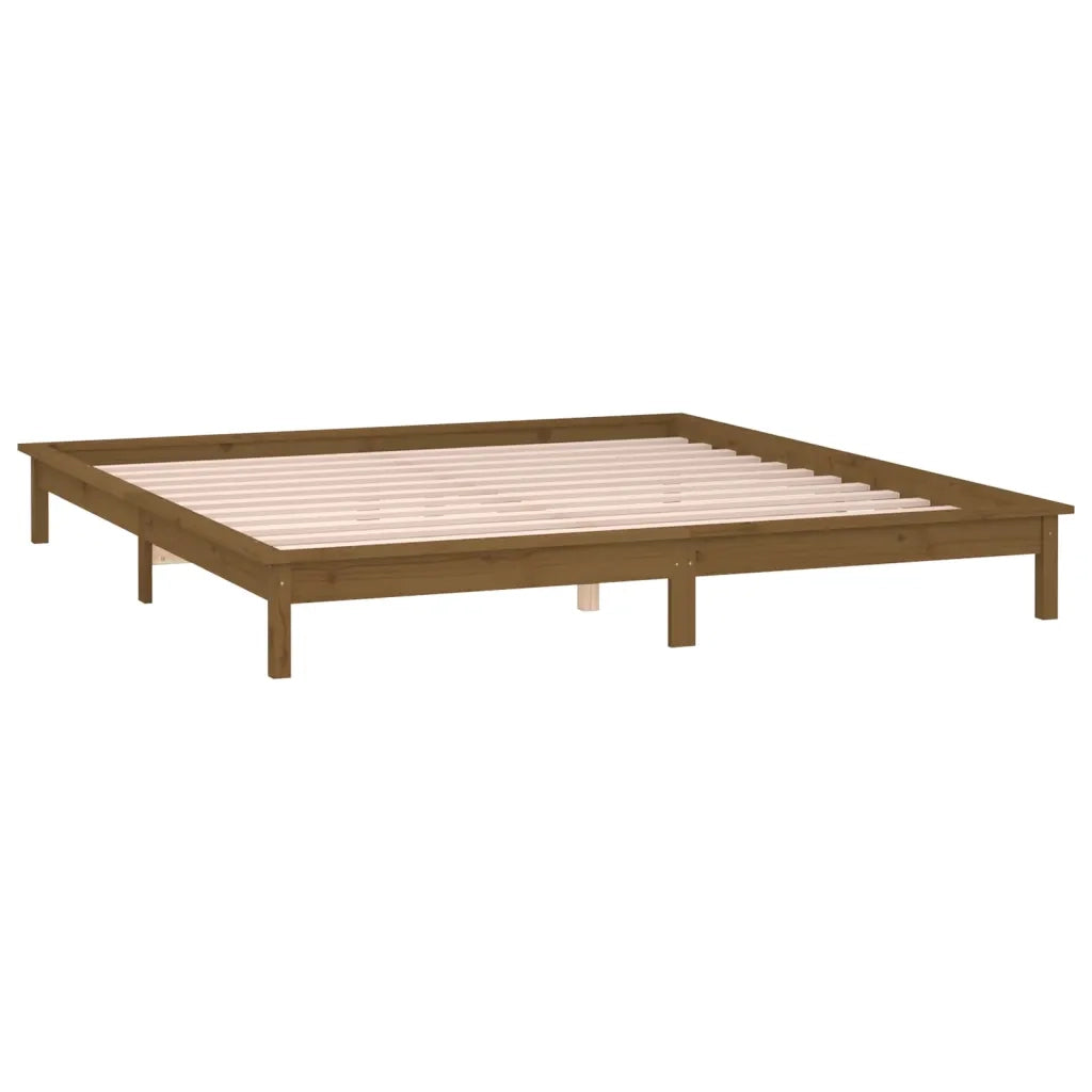 Letto matrimoniale | Letto per adulti | Giroletto con LED senza Materasso Ambra 140x190 Legno Massello