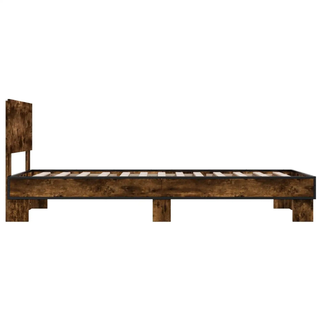 Struttura letto con testata-Giroletto Rovere Fumo 80 x 200 cm 603772