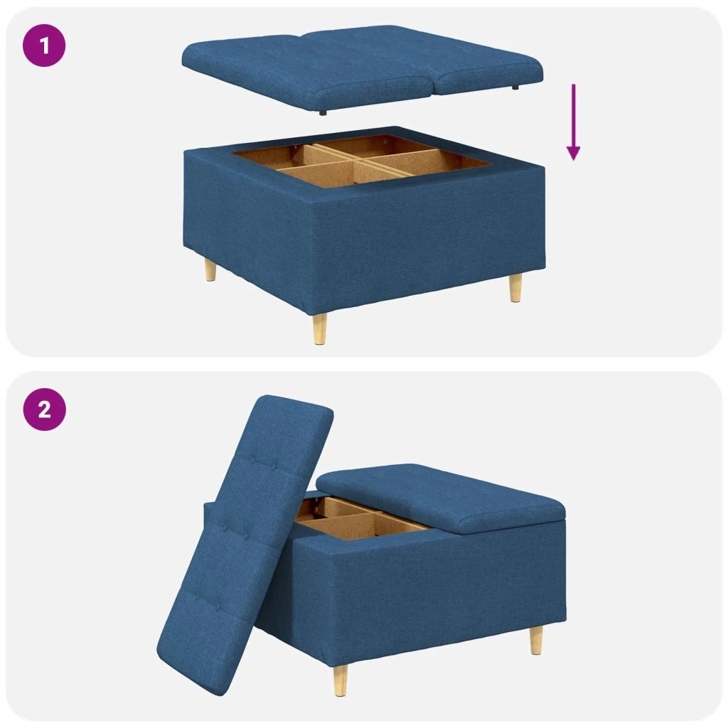 Pouf contenitore con cuscino Blu 80 x 80 x 45 cm Tessuto 876838