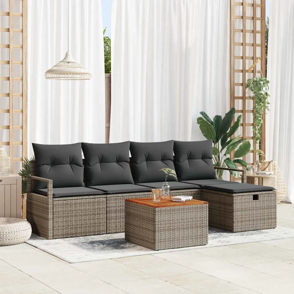 Set Divano da Giardino con cuscino 6 pcs Grigio polyrattan 3359531