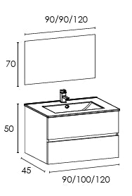 Composizione mobile bagno sospeso con cassetti cm 100 mod. ELEGANCE - Noce