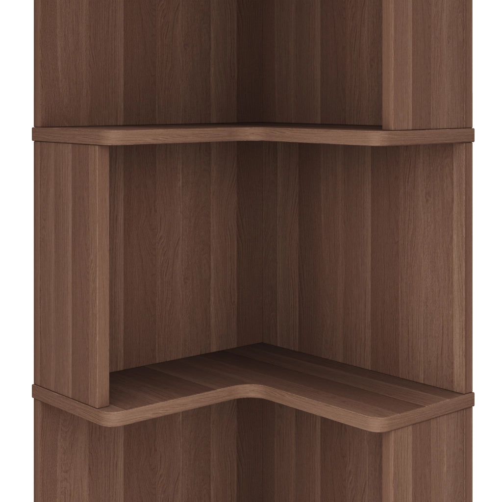 Libreria angolare con 5 ripiani e strisce LED controllate da app in MDF marrone 63,5 × 45 × 175 cm