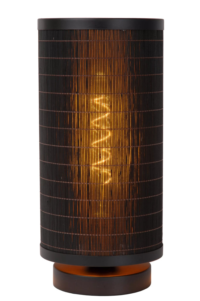 Lampada da tavolo nera con paralume rattan E27 Tagalog