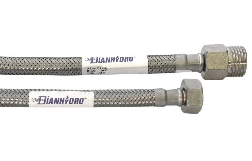 FLESSIBILE INOX MODELLO PROLUNGATO  CM. 60- MF 3/8 x 1/2- DH- pezzi 1