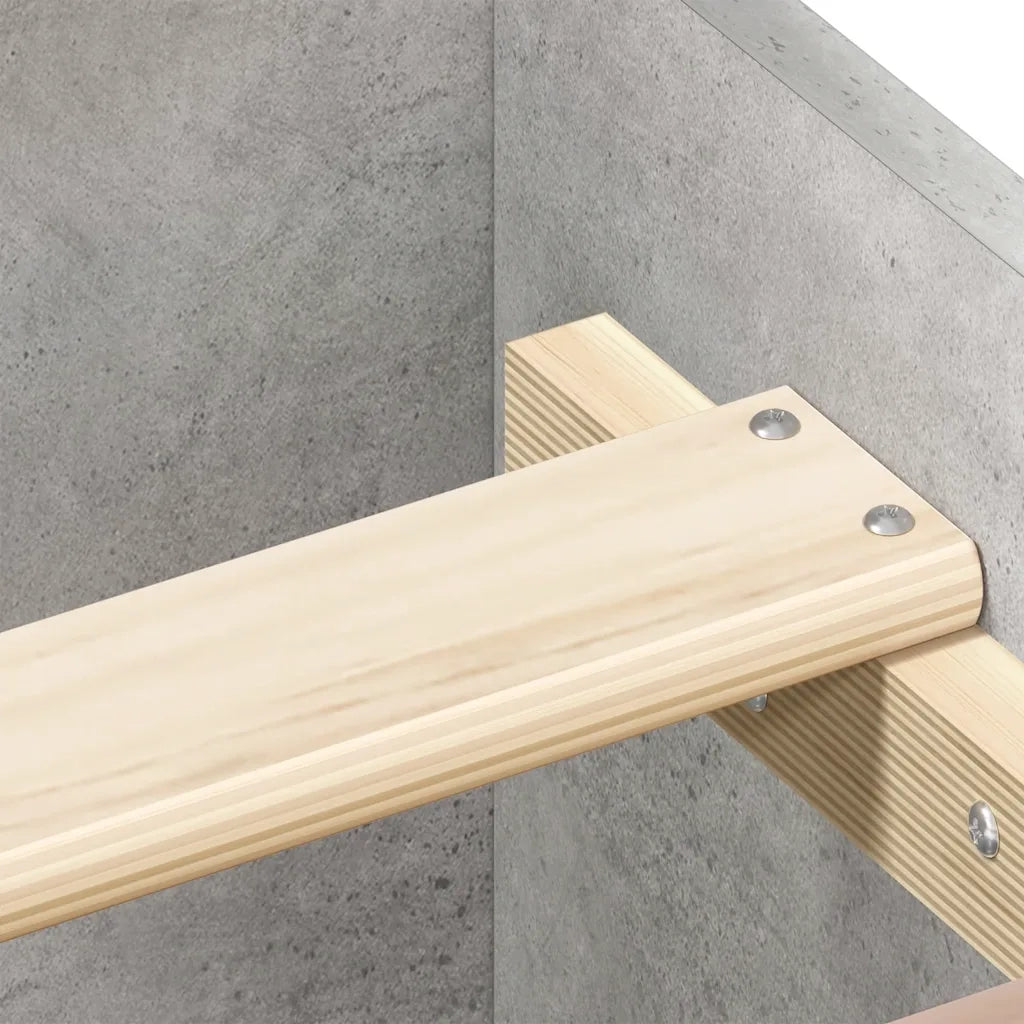 Letto singolo | Letto per adulti | Giroletto Grigio Cemento 100x200 cm in Legno Multistrato