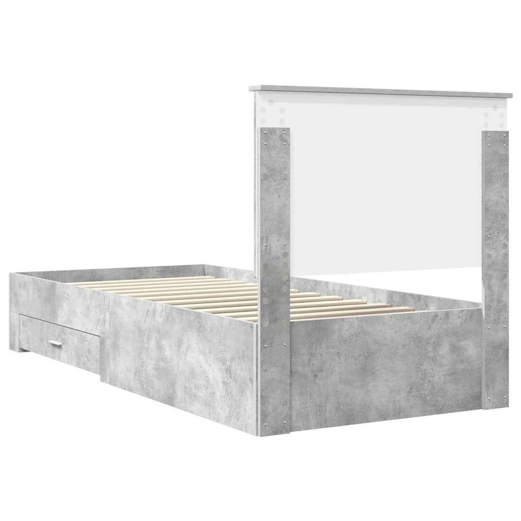 Letto singolo | Letto per adulti | Struttura del letto con testiera Grigio cemento 90 x 200 cm