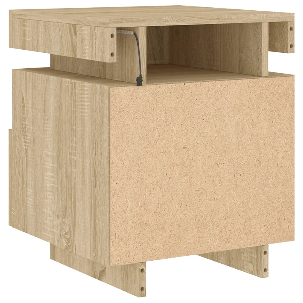 Comodino con Luci LED Rovere Sonoma 40x39x48,5 cm 836788
