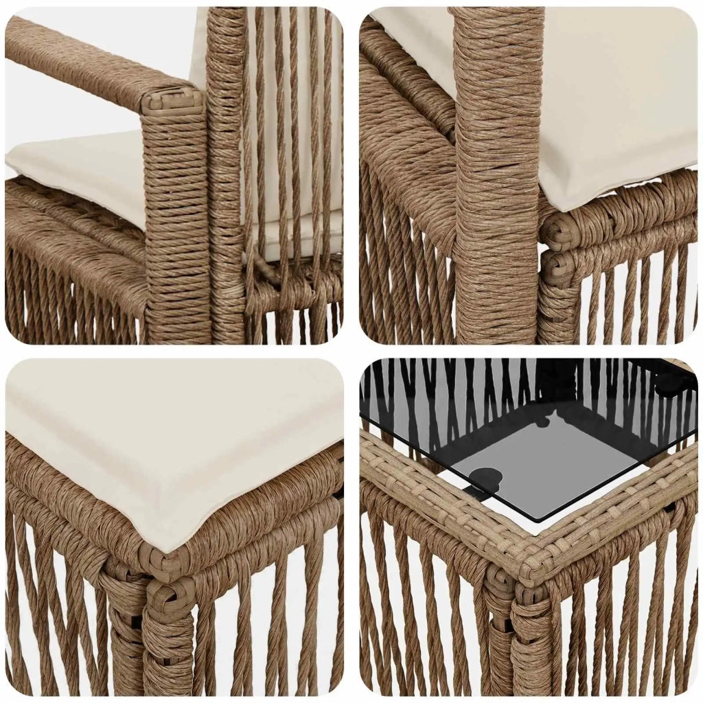 Set Divano da Giardino 9 pz Beige polyrattan 3435657