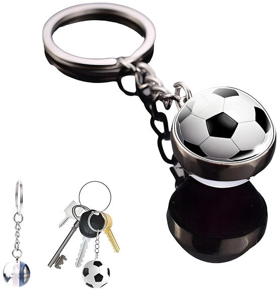 Sleutelhanger per pallone da calcio con illuminazione - Accessorio per pallone da calcio - Regalo per appassionati di calcio - Disegno unico - Argento - Utilizzo multifunzionale