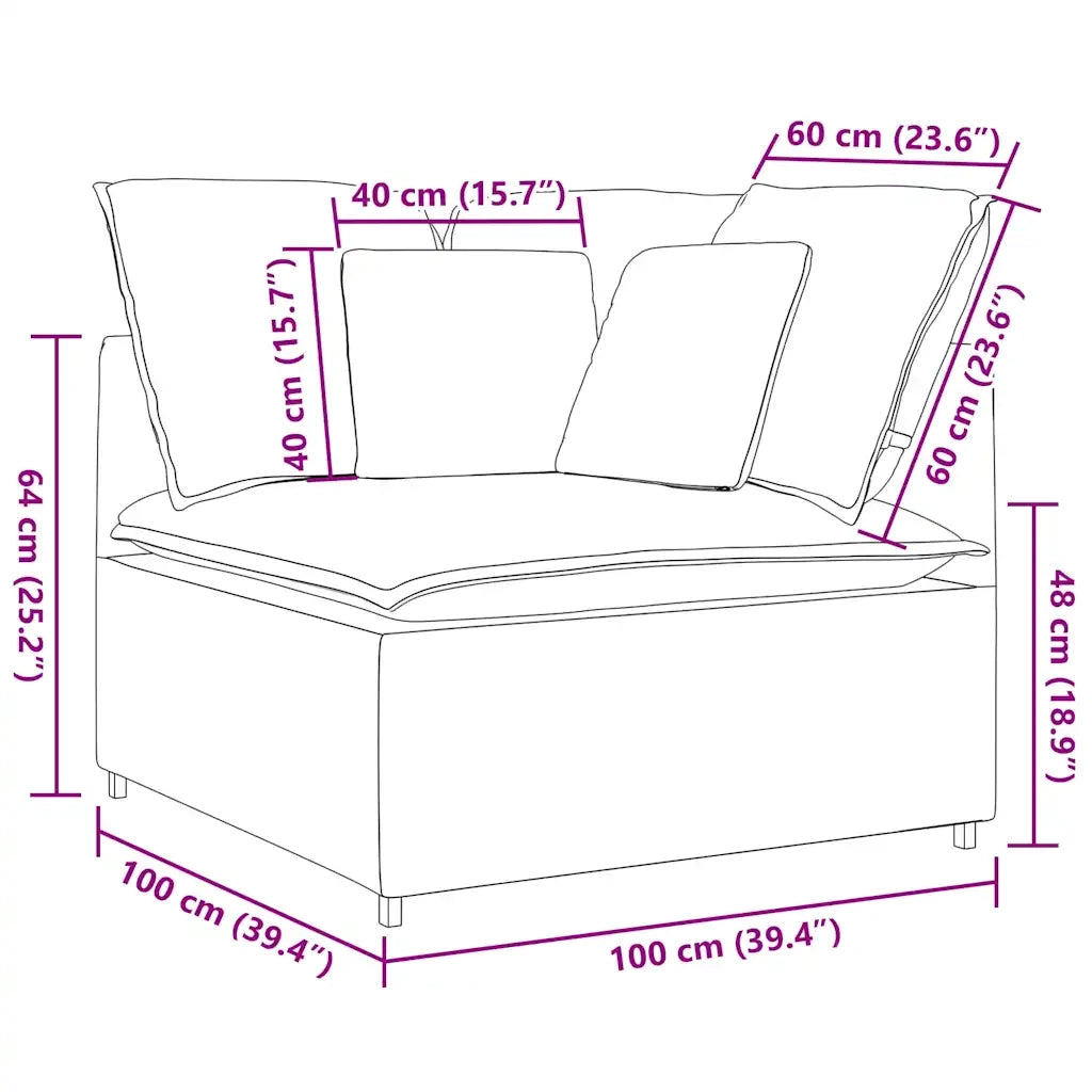 Modulo Angolare Divano Modulare con Cuscini-Sofa Modulare-Divanetto Nero 100 cm 488939