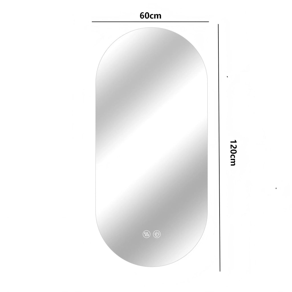 Specchio da bagno LED 60x120 cm con touch, anti-appannamento, 3 temperature luce e dimmerazione