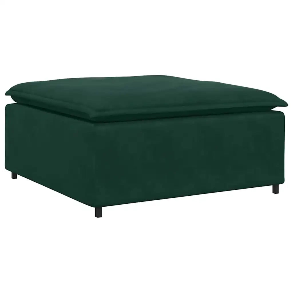 Divano Modulare con Poggiapiedi e Cuscini Velluto Verde Scuro 3321221