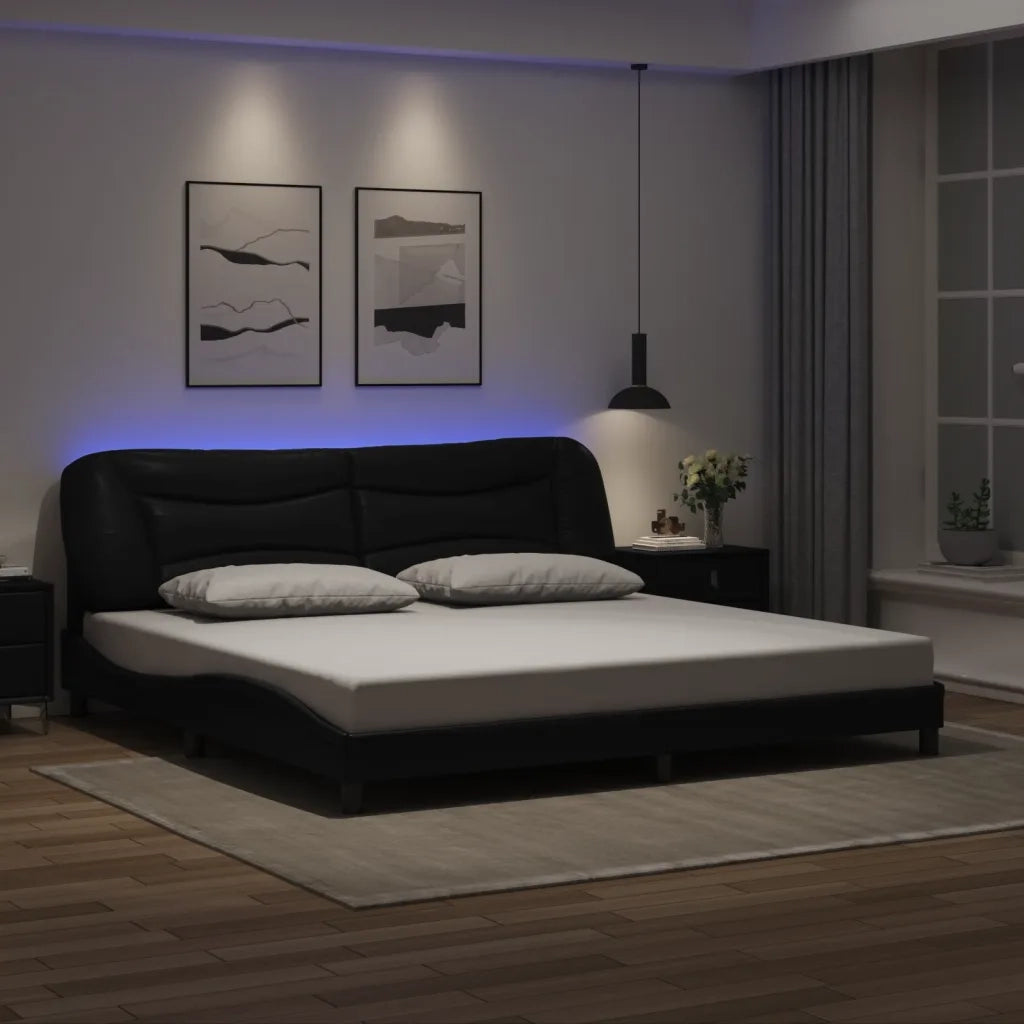 Giroletto con LED senza Materasso Hvar Nero 200x200 cm