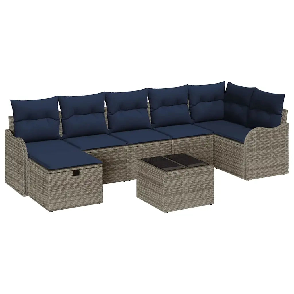 Set di divani con cuscino Grigio e Blu Navy polyrattan 3359014