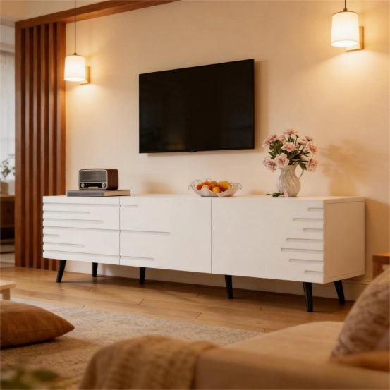 Cassettiera TV bianca in MDF lunghezza 180 cm