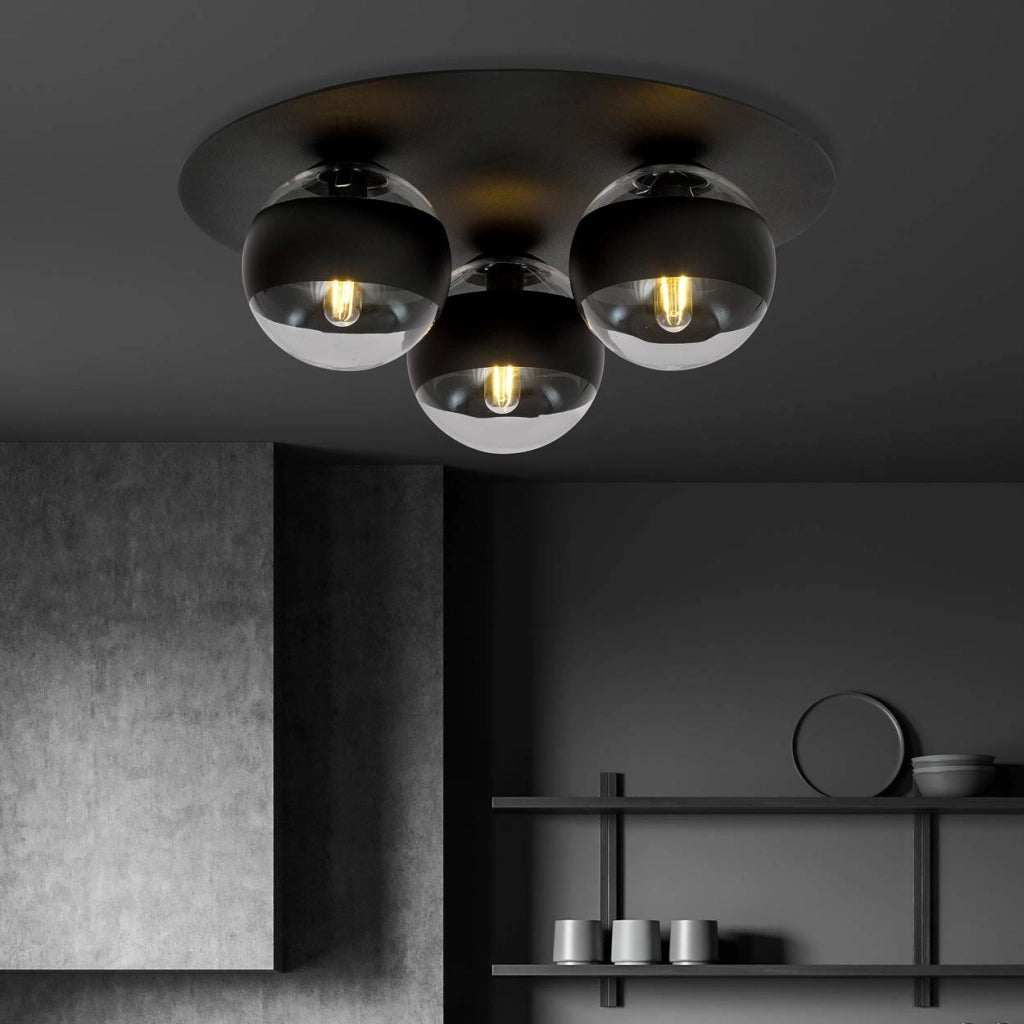 Emibig plafoniera Solar 3 luci E14 nero trasparente
