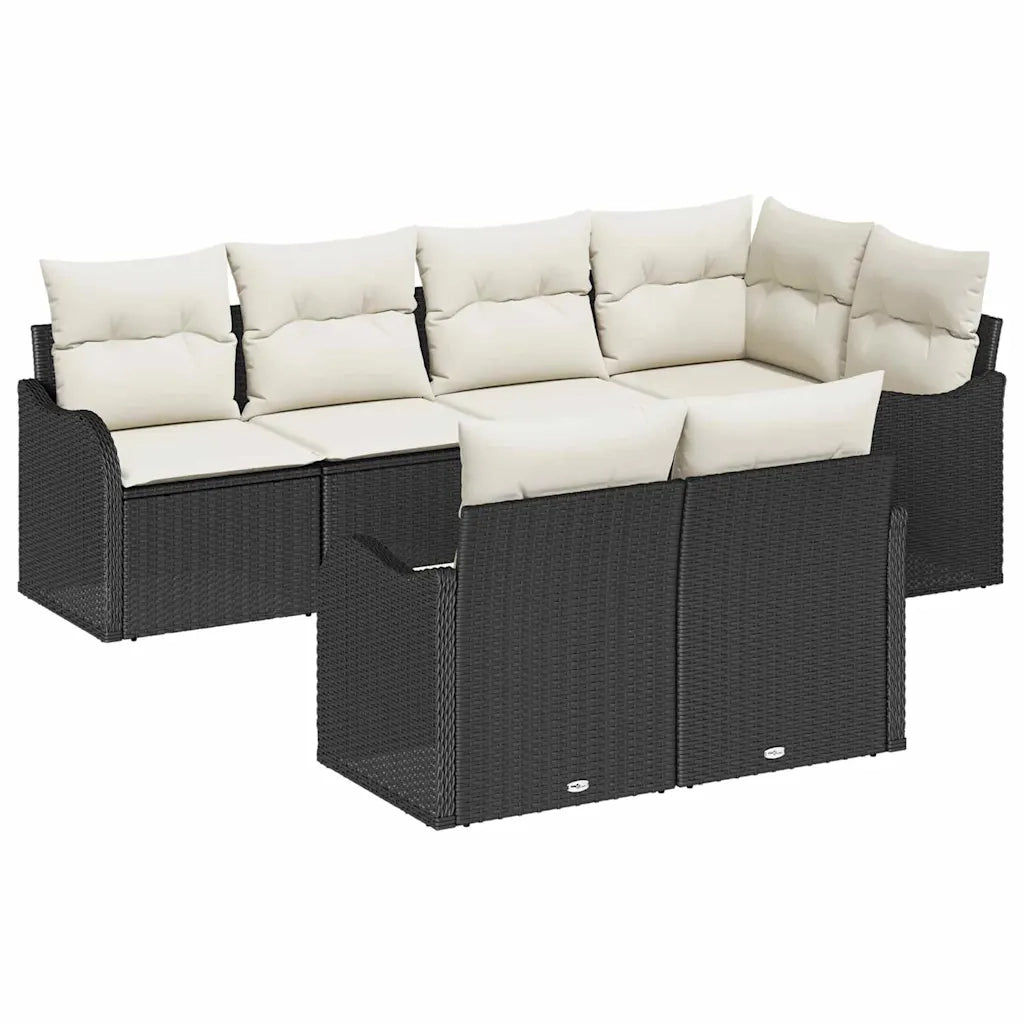 Set Divano da Giardino con archiviazione 7 pcs Nero Poly Rattan 3354406