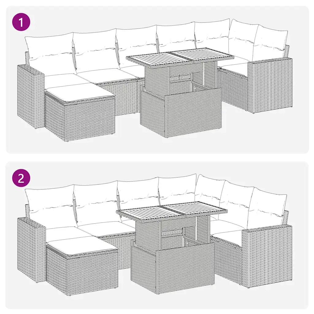 Set Divano da Giardino 8 pz con Cuscini Beige in Polyrattan 3327069