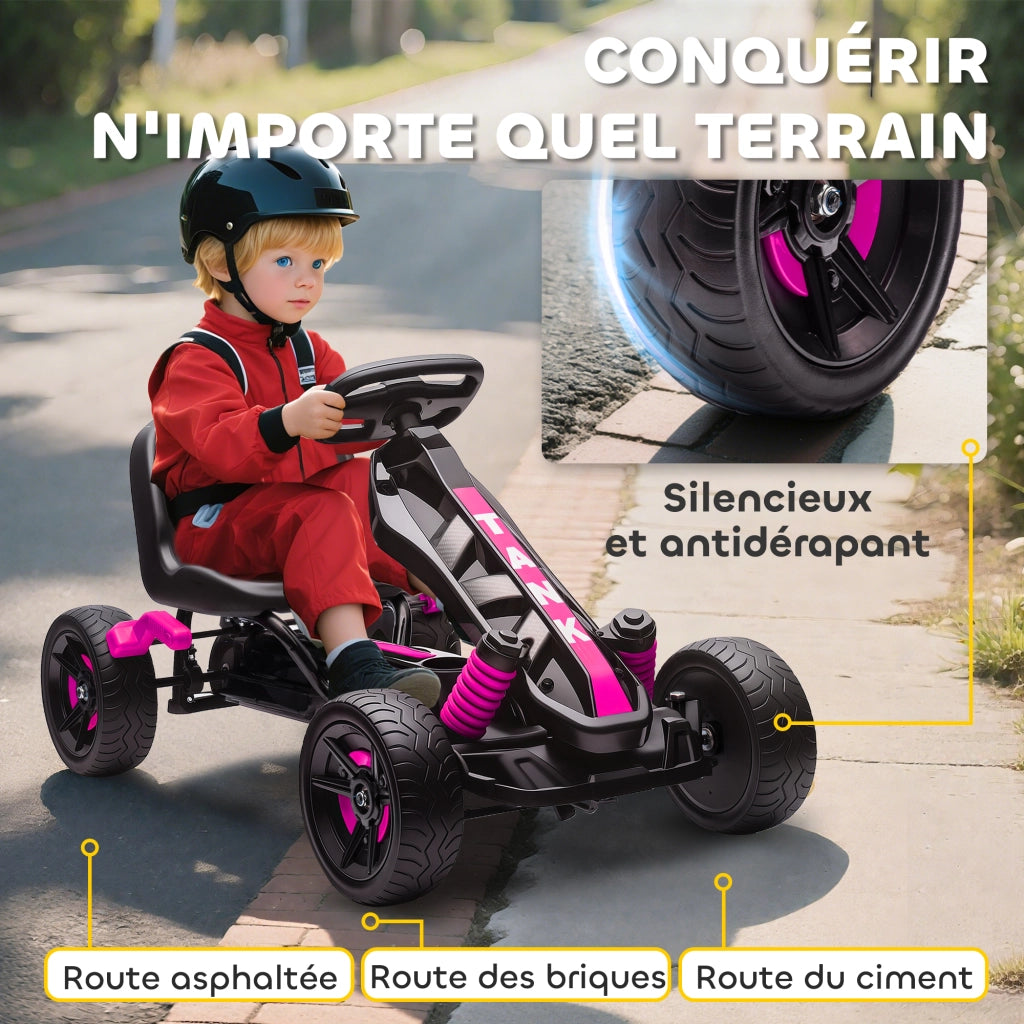 Kart a pedali per bambini ¨C zephmum ¨C rosa, 3-6 anni, ruote EVA