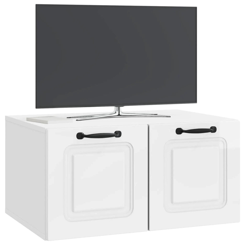 Mobile Porta TV da Muro-Credenza per TV sospesa Bianco Lucido 59,5 x 41 x 30 cm 941847