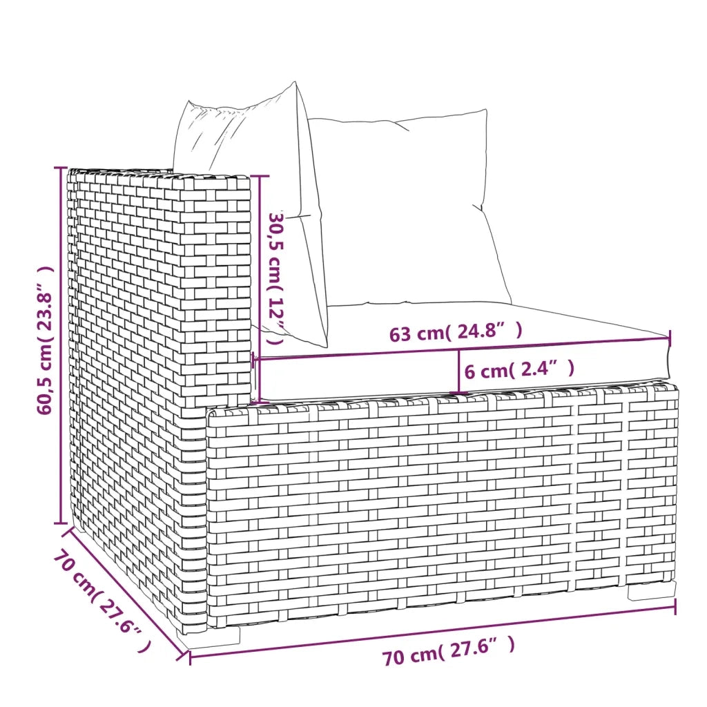 Set Divani da Giardino 11 pz con Cuscini in Polyrattan Marrone 3102811