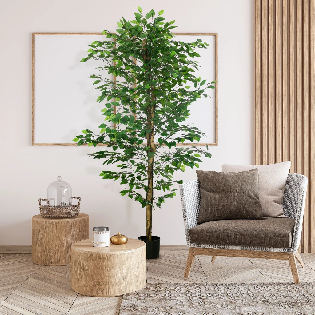 Pianta Ficus Artificiale ¨C Minimal ¨C Verde 180 cm Vaso Metallo