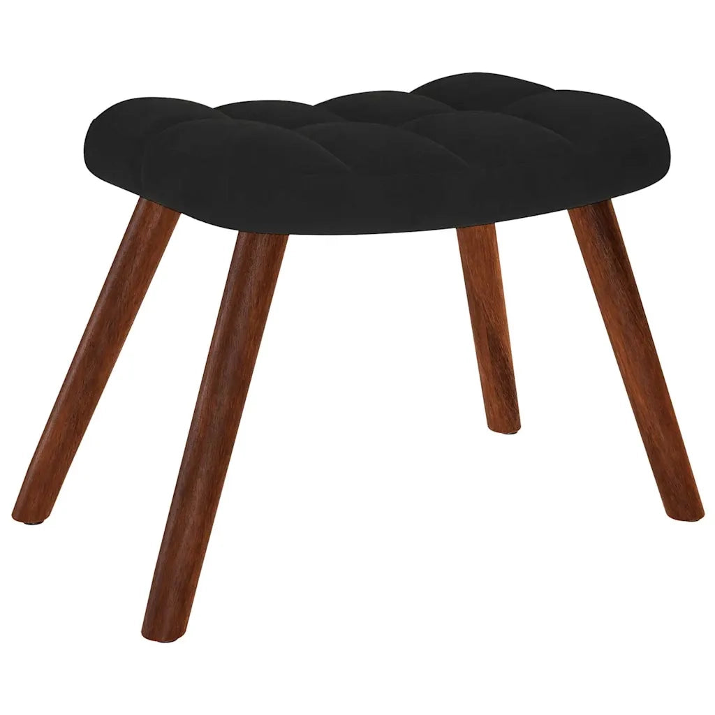 Poltrona Relax con Sgabello in Velluto Nero 4016827