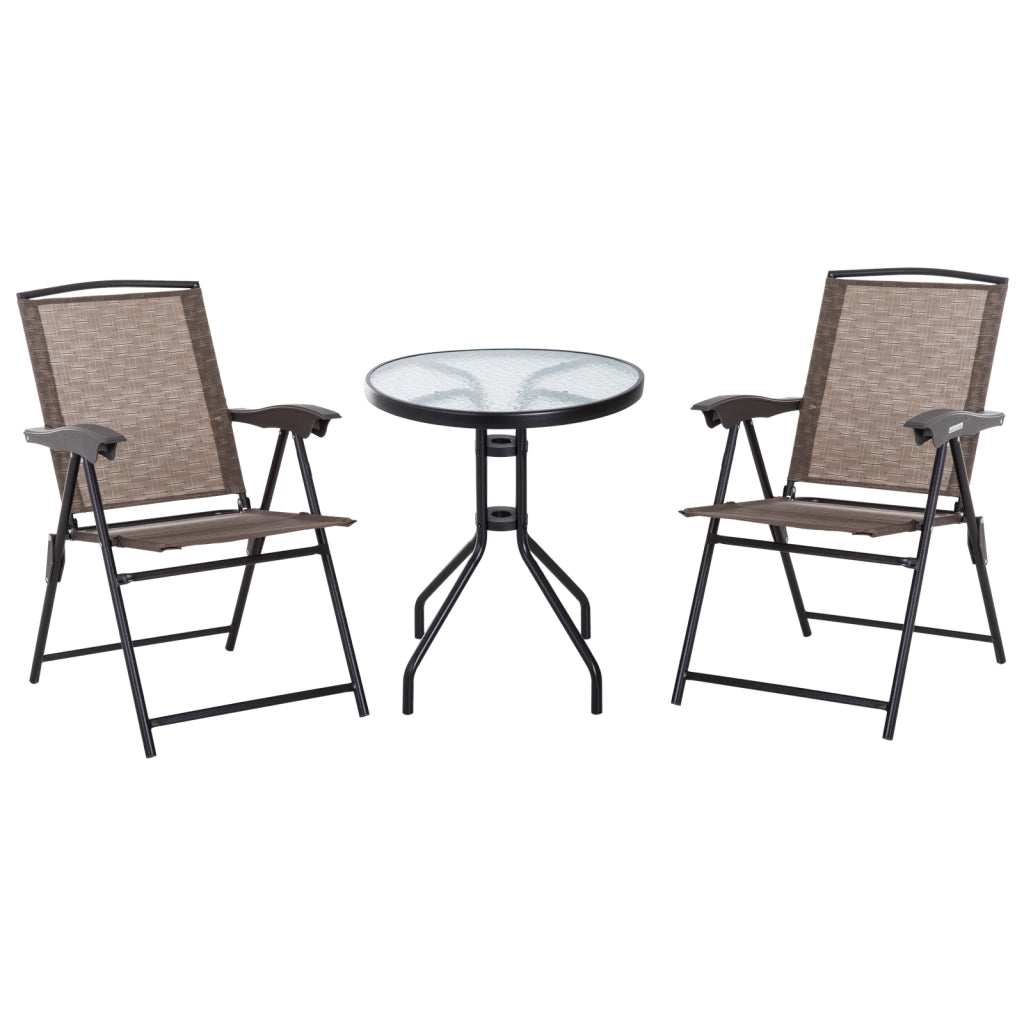 Set Giardino 3 Pezzi con Sedie Pieghevoli e Tavolo Rotondo ¨C Minimal ¨C Grigio