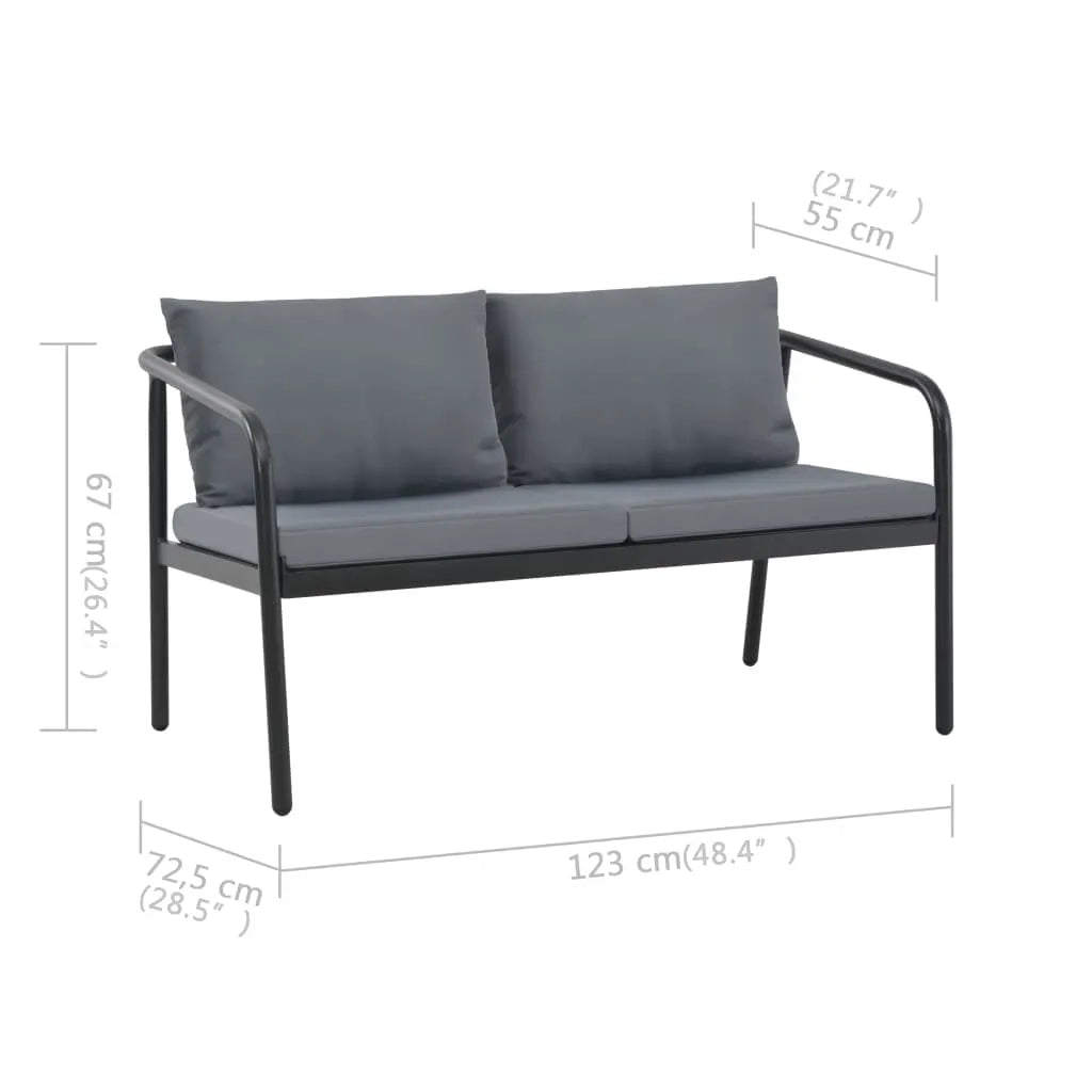 Divano da Giardino a 2 Posti con Cuscini Grigio in Alluminio 44699