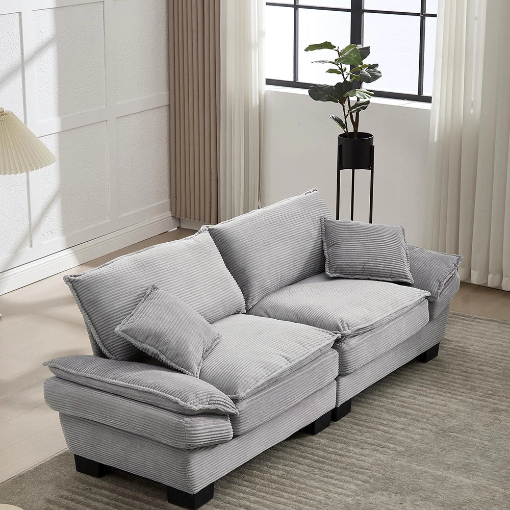 Divano letto doppio - Xylo - Con molle, cuscino incluso, grigio chiaro