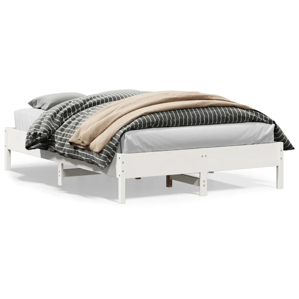 Letto senza Materasso-Struttura Letto Bianco 140x200 cm Legno Massello di Pino 424375